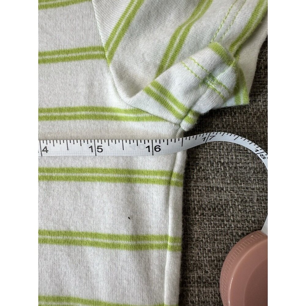 Faded Glory Womens Shirt Size Large Green White Striped Short Sleeves - Picture 5 of 6